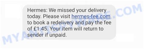 redelivery hermes scam alert.